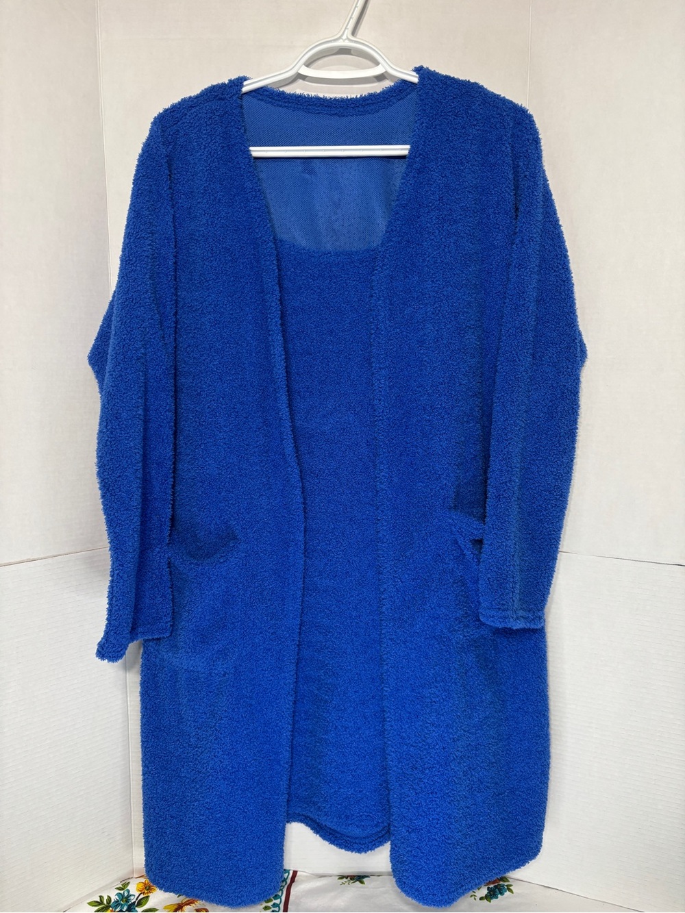 Cozy Fleece Blue Mini Dress Matching Cardigan Rave Outfit Costume Sleepwear